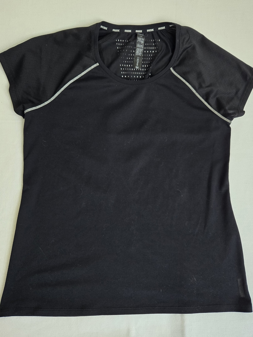 RBX Women’s Black Short-Sleeve Activewear Tee with Perforated Mesh Back